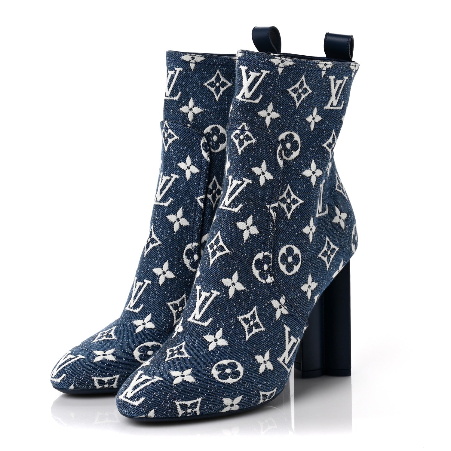 Louis Vuitton Denim Monogram Silhouette Ankle Boots 39 Navy Blue 3 of 6
