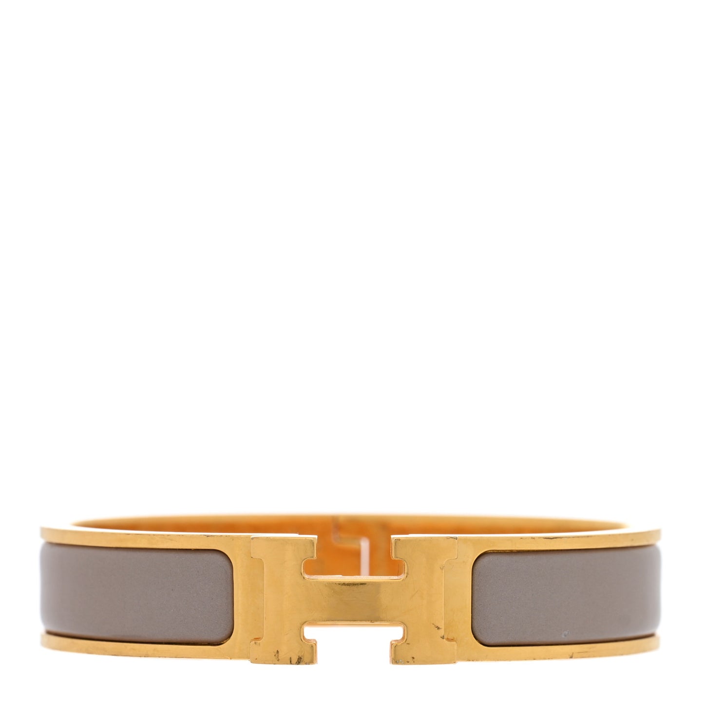 Enamel Narrow Clic Clac H Bracelet PM Marron Glace