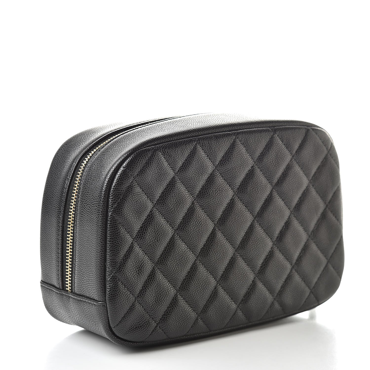 Chanel Caviar Quilted Curvy Pouch Cosmetic Case Black 3 of 8