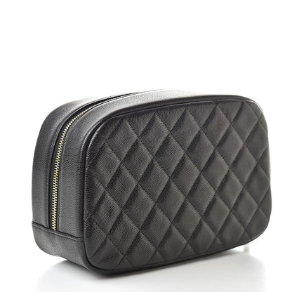 Chanel Caviar Quilted Curvy Pouch Cosmetic Case Black 3 of 8
