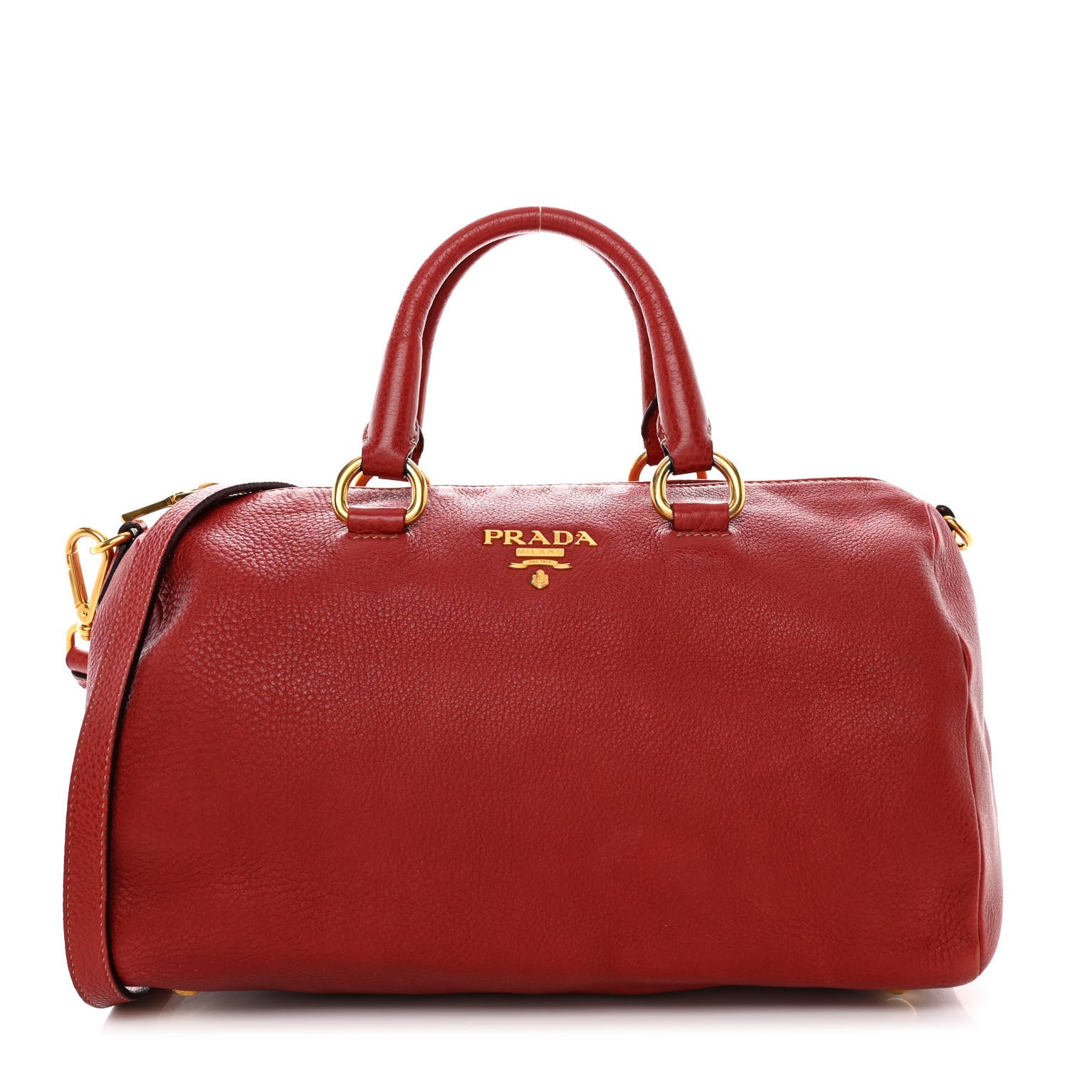 Prada Vitello Daino Top Handle Shoulder Bag Rosso 1 of 15