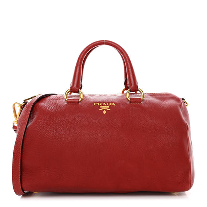 Prada Vitello Daino Top Handle Shoulder Bag Rosso 1 of 15