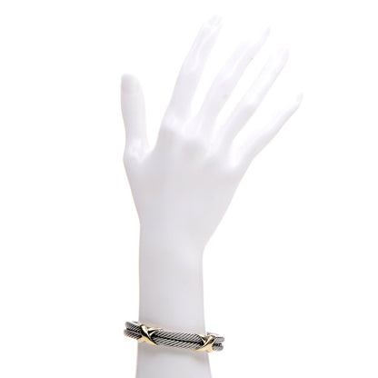 David Yurman Sterling Silver 14K Yellow Gold 10mm Double X Bracelet 2 of 6