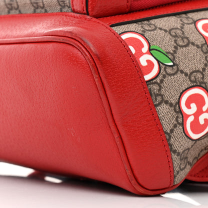 Gucci GG Supreme Monogram Apple Small Retro Interlocking G Day Backpack Beige Multicolor Lobster Red 10 of 16