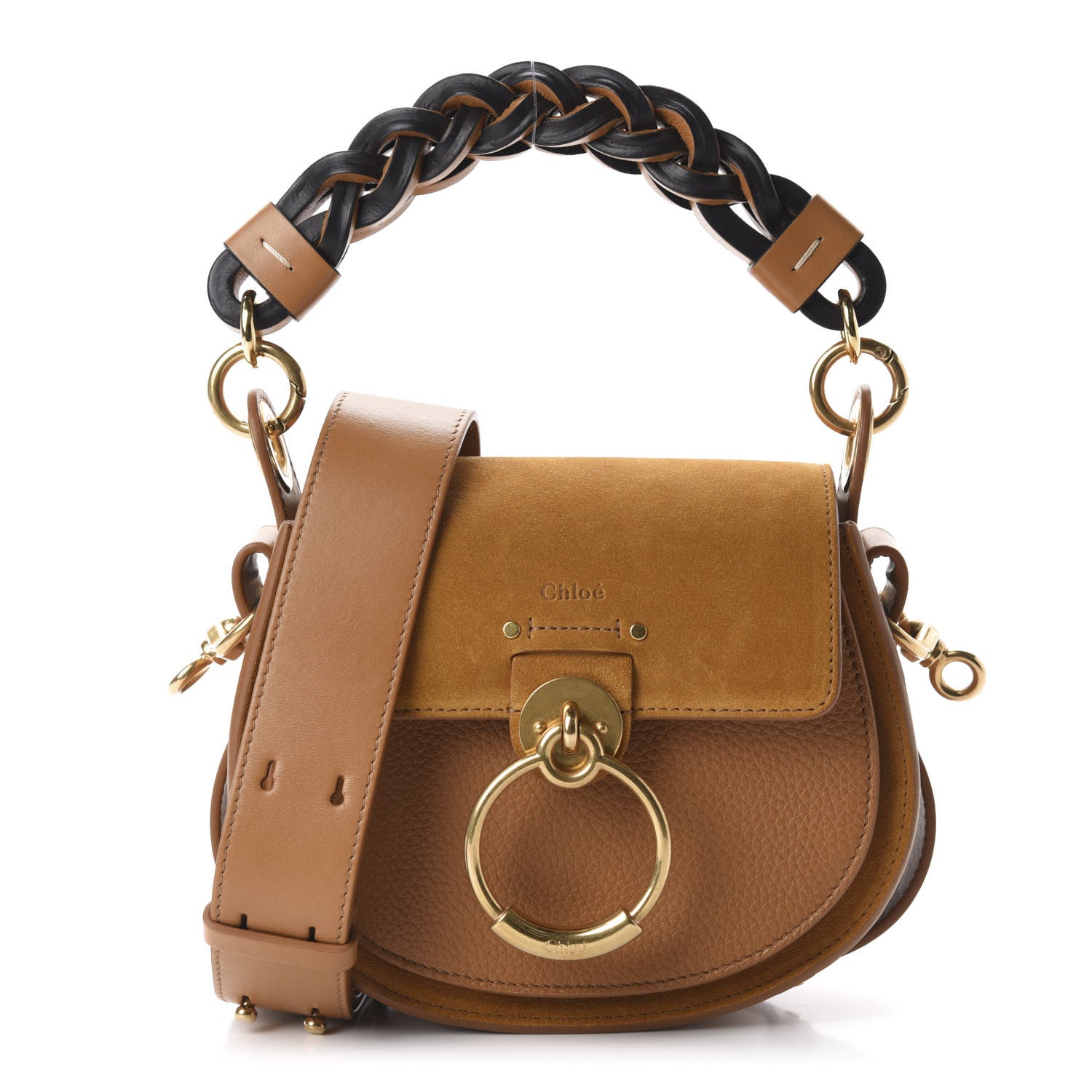 Chloe Calfskin Suede Small Braided Tess Bag Autumnal Brown 1 of 9
