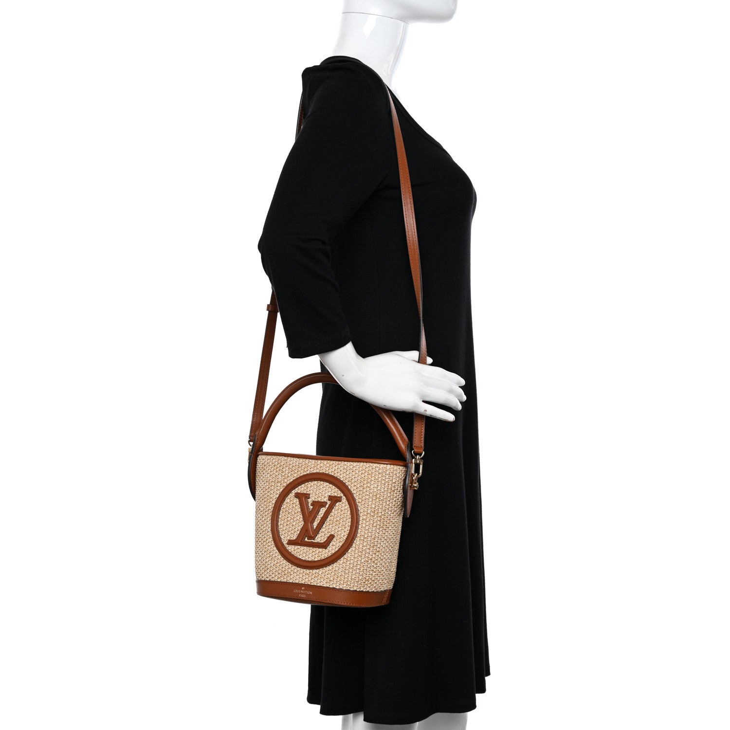 Louis Vuitton Kitted Raffia Petit Bucket Caramel 2 of 10