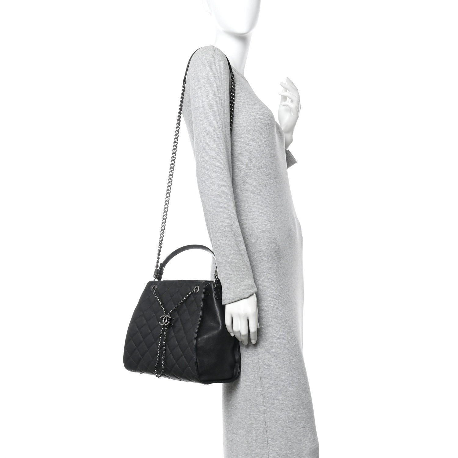 Chanel Caviar Quilted Medium CC Bucket Bag Black 2 of 11