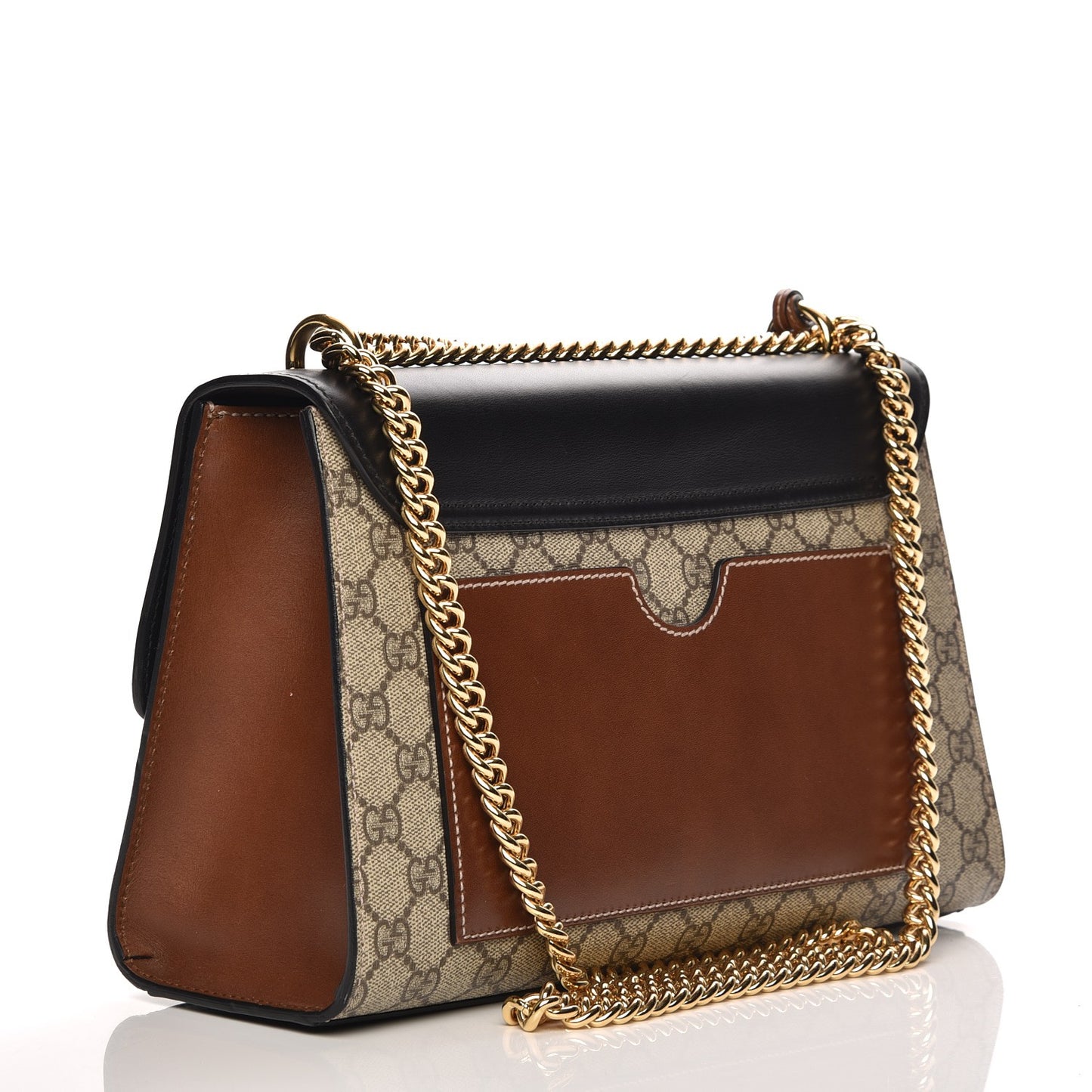 GG Supreme Monogram Calfskin Medium Padlock Shoulder Bag Beige Black Cuir