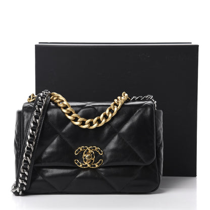 Chanel Goatskin Quilted Medium 19 Flap Black 11 of 11