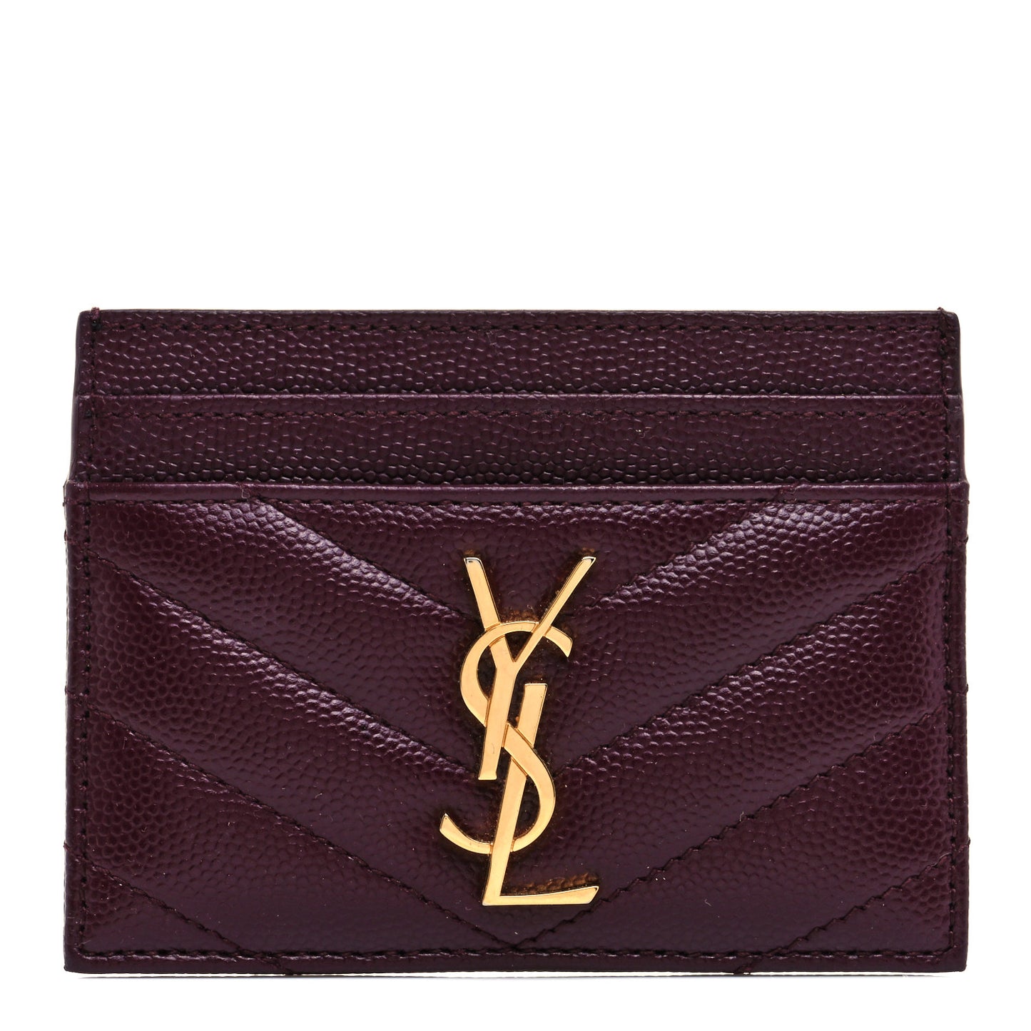 Grain De Poudre Matelasse Chevron Monogram Credit Card Case Bordeaux
