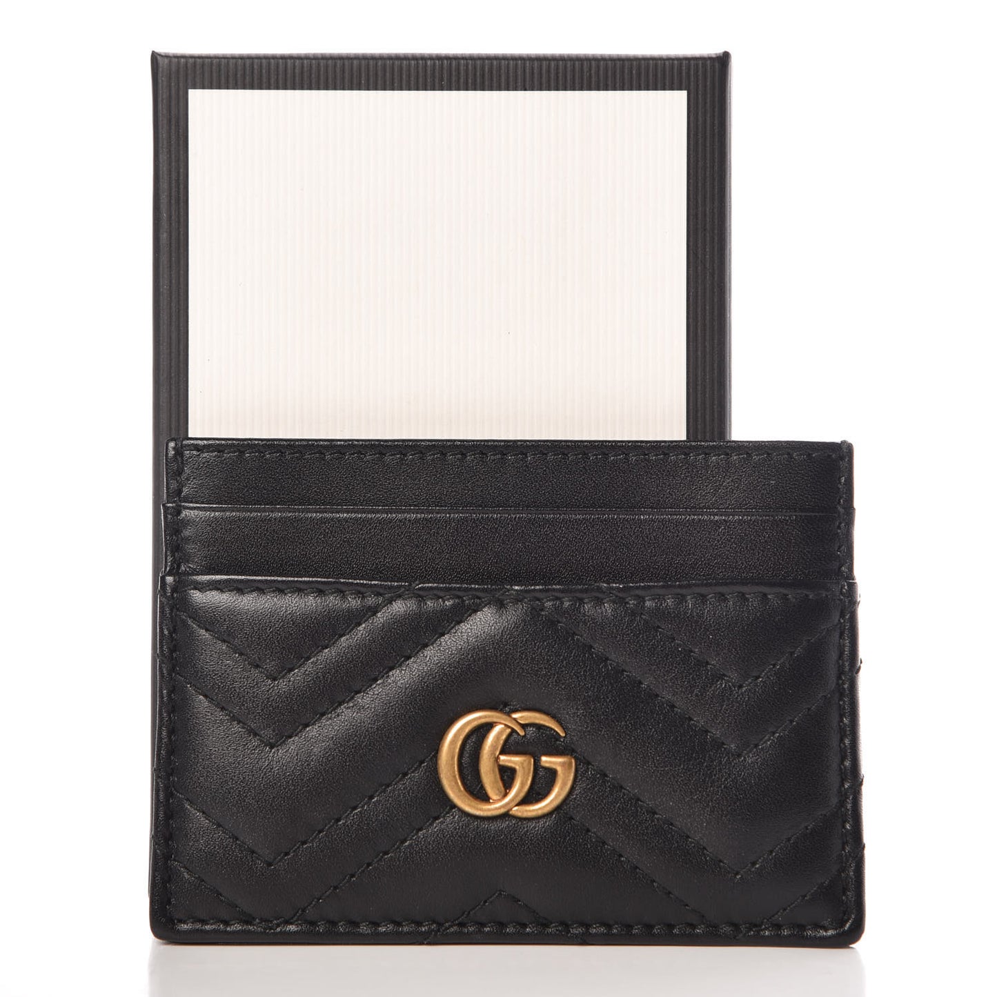 Calfskin Matelasse GG Marmont Card Holder Black