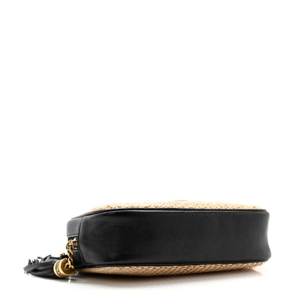 Saint Laurent Raffia Canvas Monogram Mini Lou Camera Bag Beige Black 4 of 13