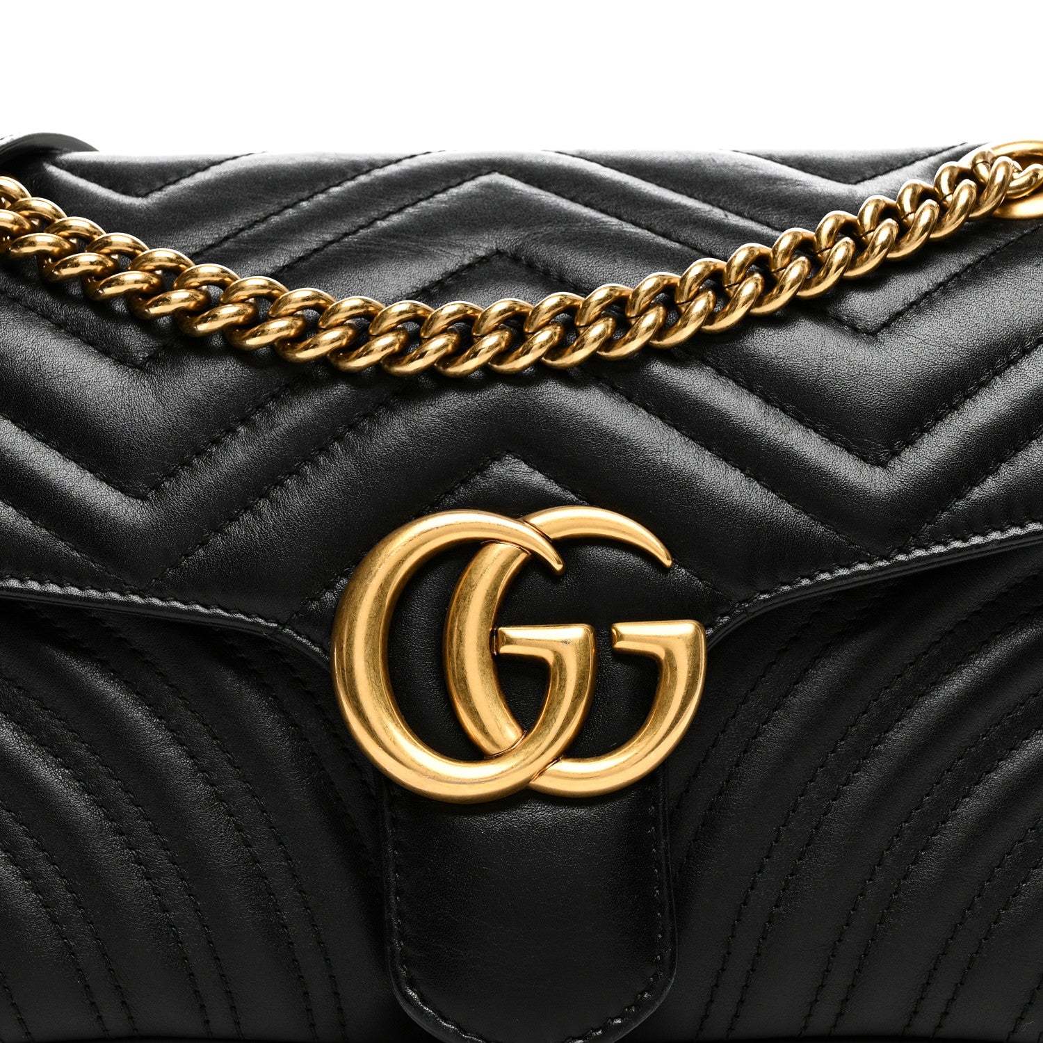Gucci Calfskin Matelasse Small GG Marmont Shoulder Bag Black 8 of 10
