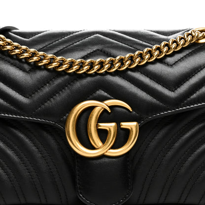Gucci Calfskin Matelasse Small GG Marmont Shoulder Bag Black 8 of 10