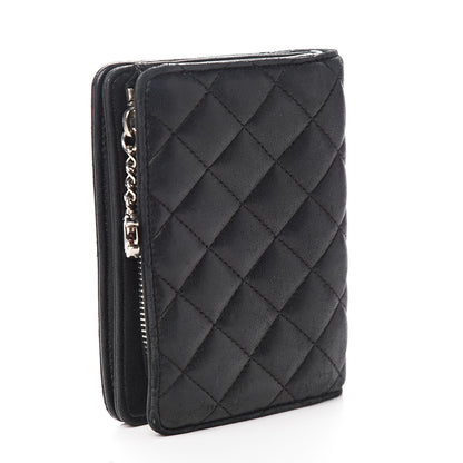 Chanel Lambskin Quilted Zip Around Coin Purse Wallet Black 2 of 10