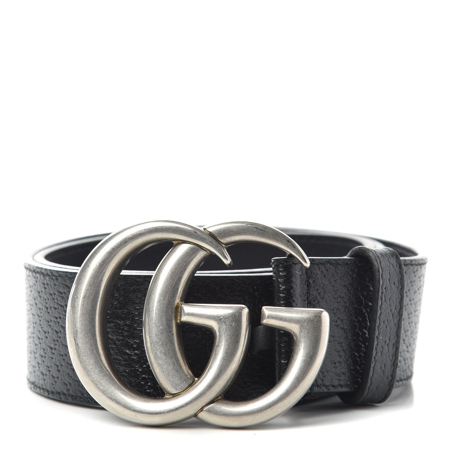 Textured Dollar Calfskin Nickel Double G 40mm Belt 80 32 Black
