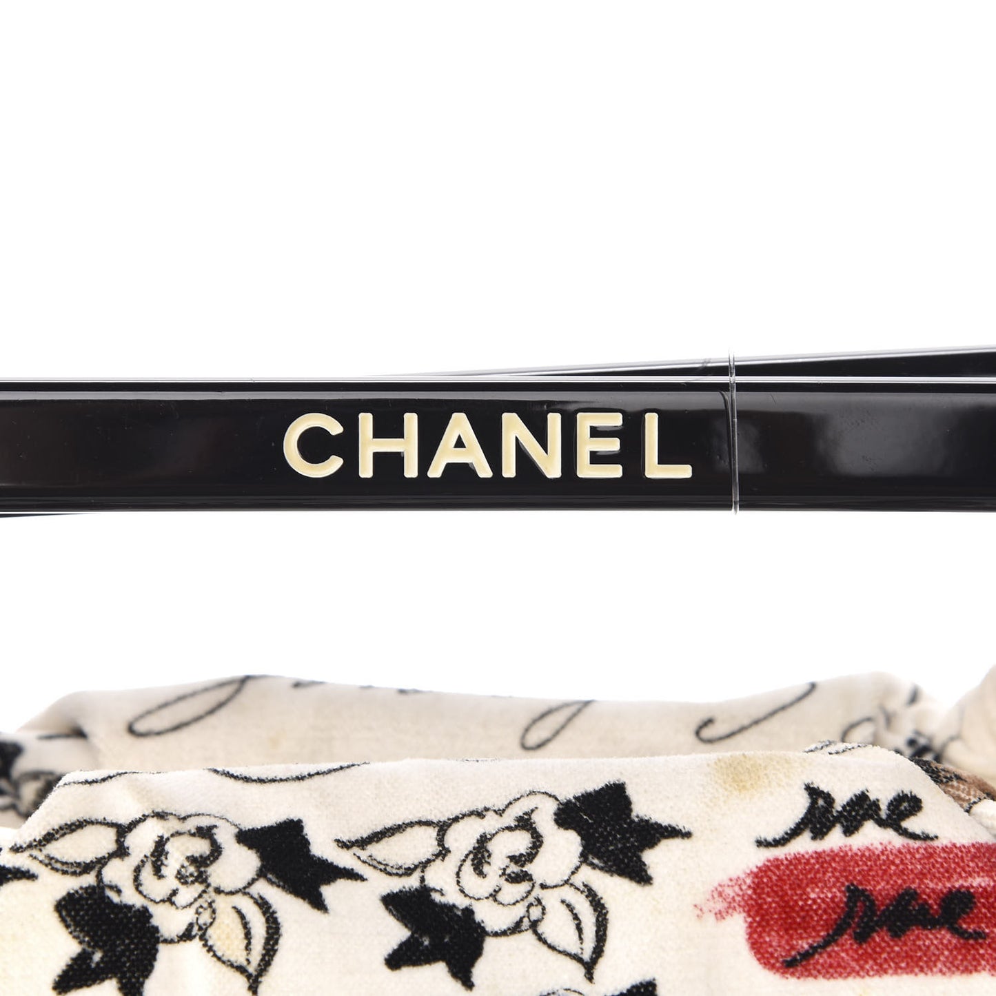 Velour Camellia Print Frame Bag White