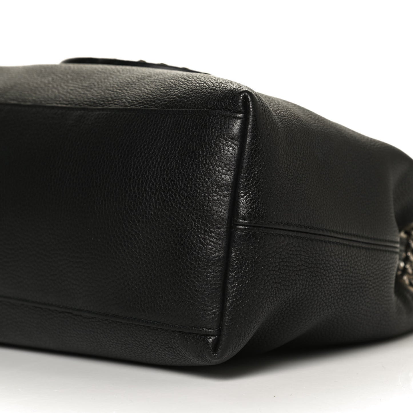 Pebbled Calfskin Studded Medium Soho Chain Shoulder Bag Black