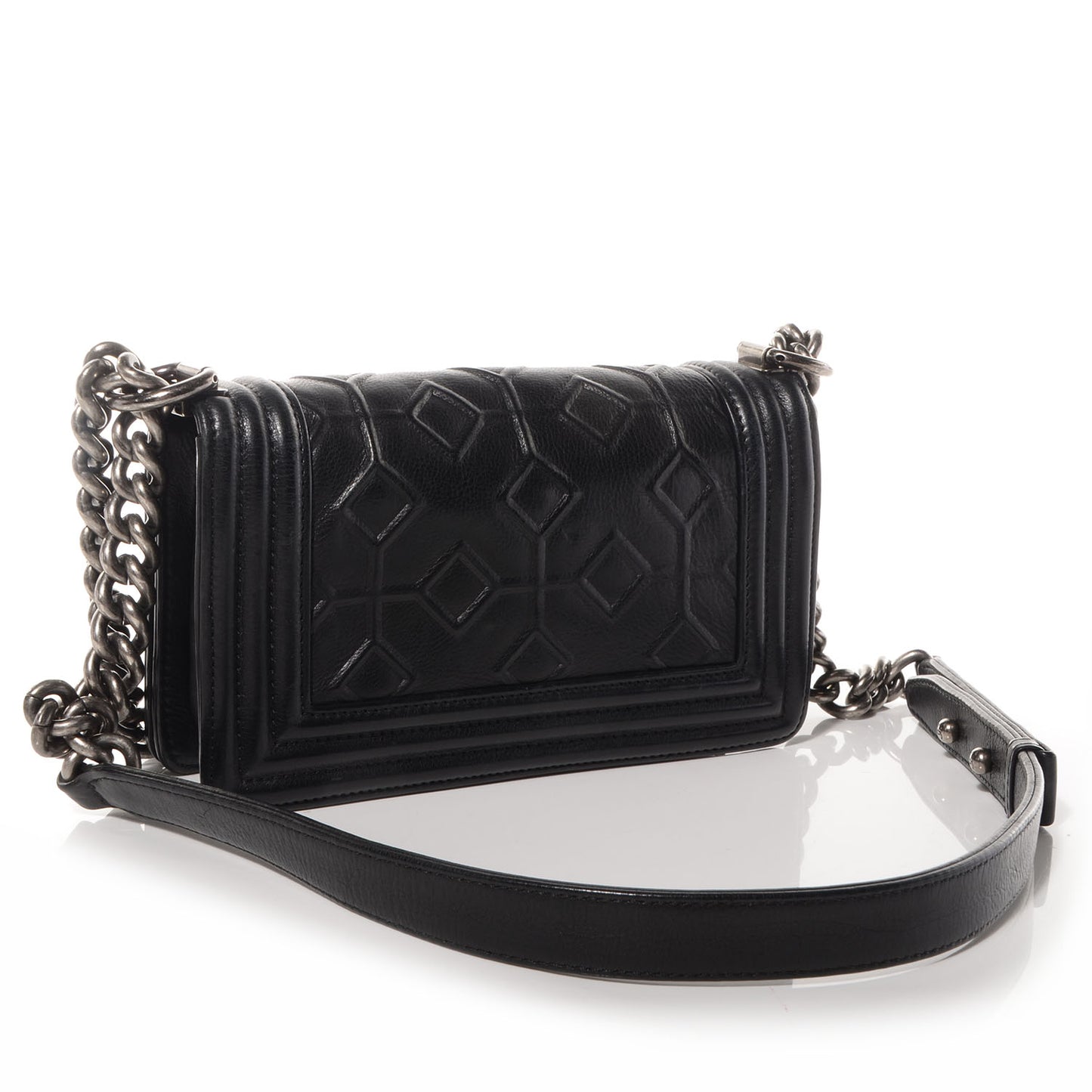 Calfskin Embossed Crystal Small Boy Flap Black