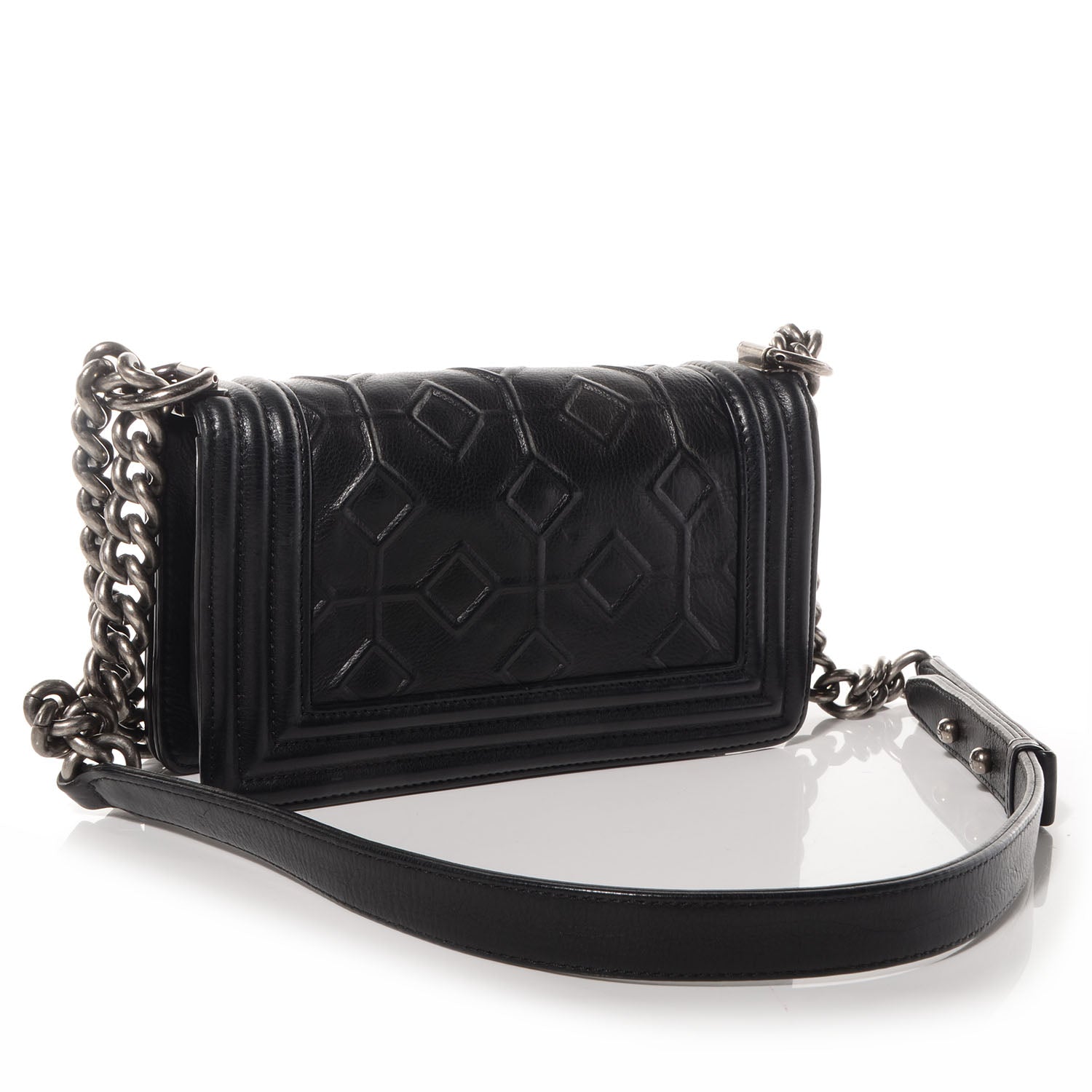 Chanel Calfskin Embossed Crystal Small Boy Flap Black 3 of 8
