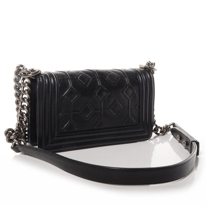 Chanel Calfskin Embossed Crystal Small Boy Flap Black 3 of 8