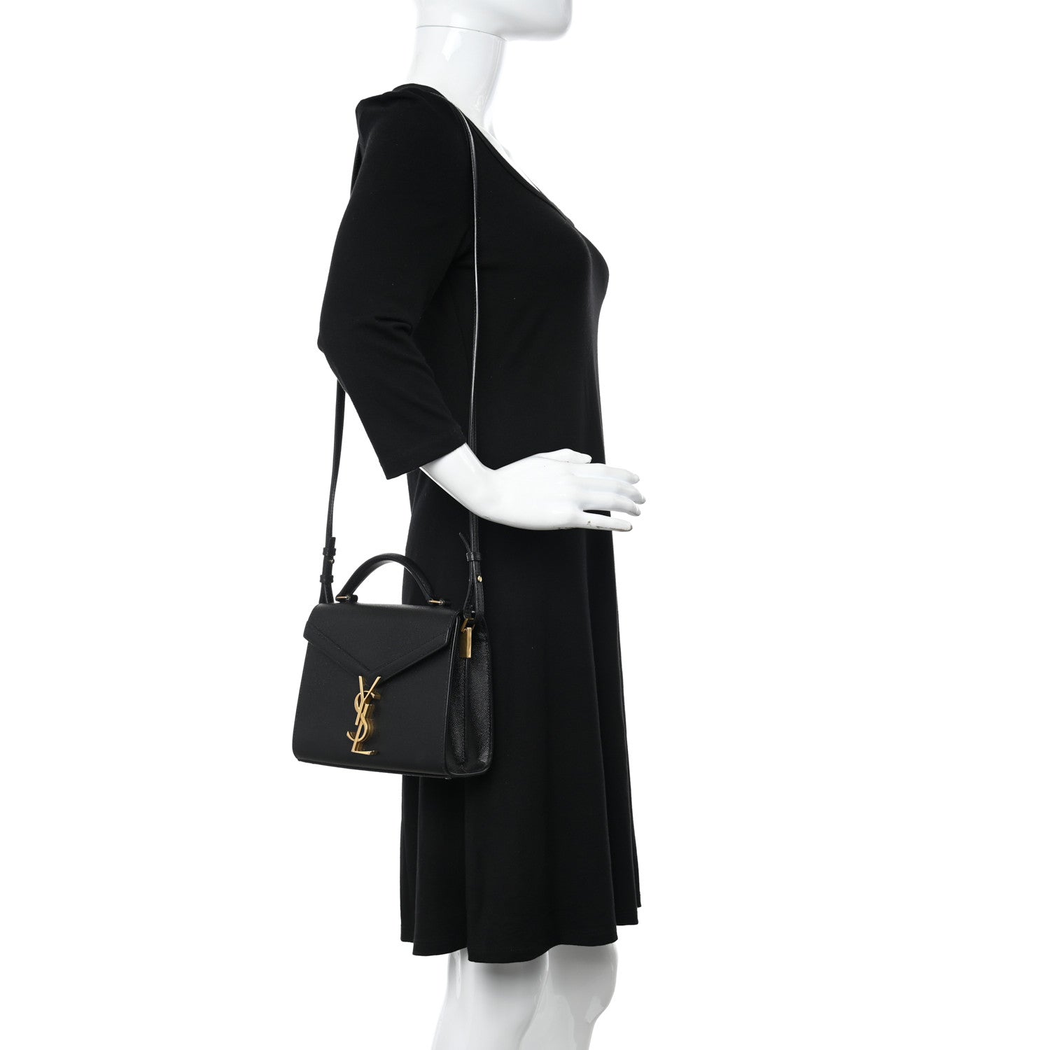 Saint Laurent Grain de Poudre Mini Classic Monogram Cassandra Top Handle Black 2 of 10