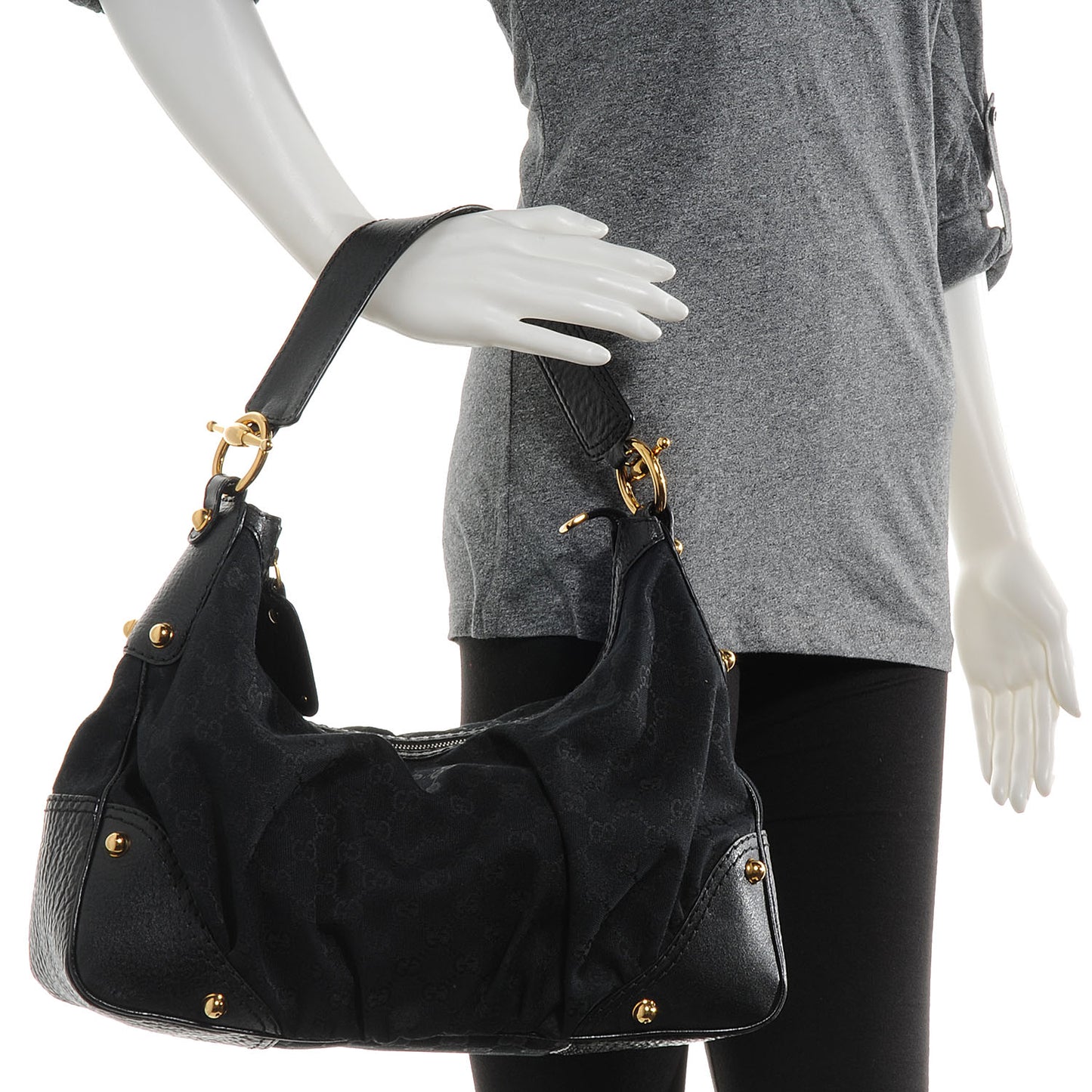 Monogram GG Medium Jockey Hobo Black