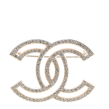 Chanel Crystal CC Brooch Light Gold 1 of 6