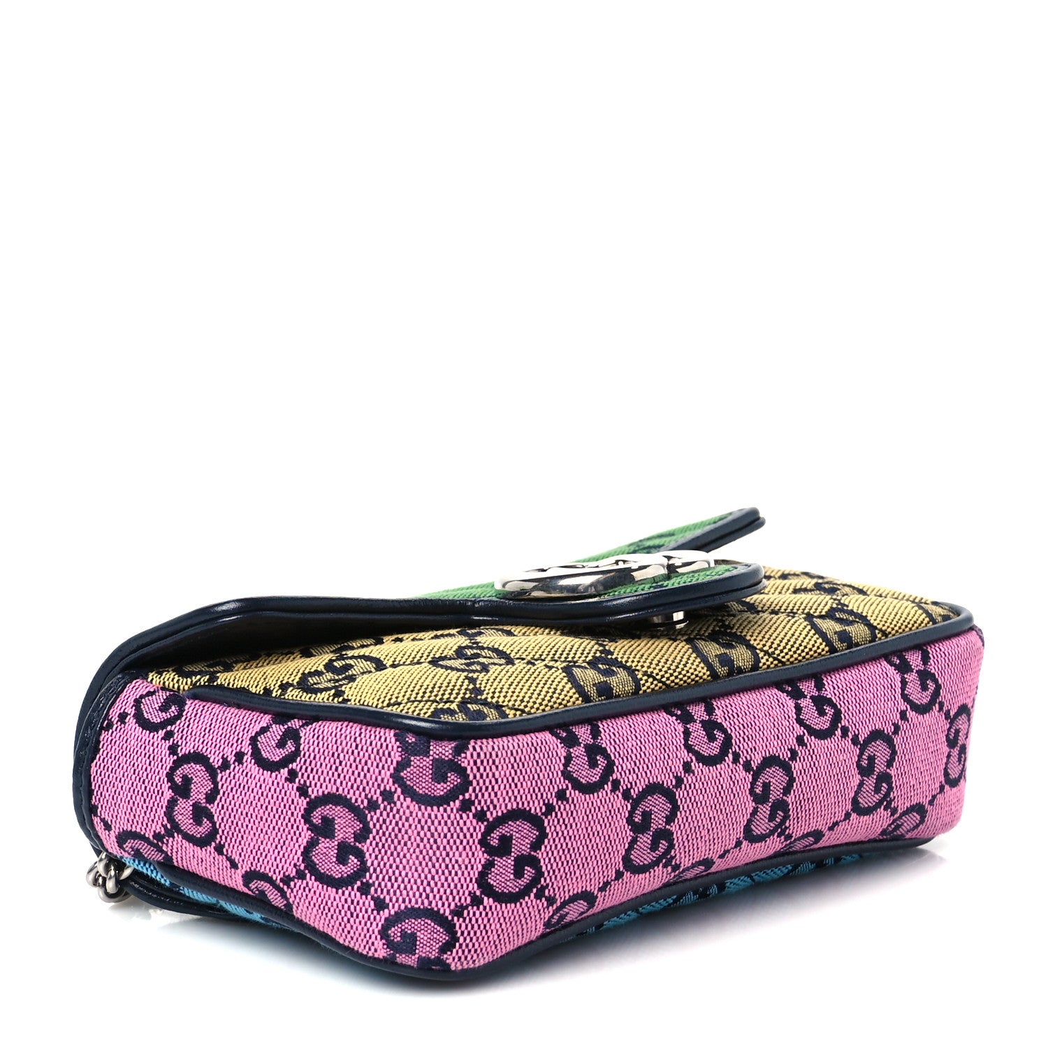 Gucci Monogram Multicolor Matelasse Diagonal Super Mini GG Marmont Shoulder Bag Green Blue Yellow Light Blue Pink 4 of 10