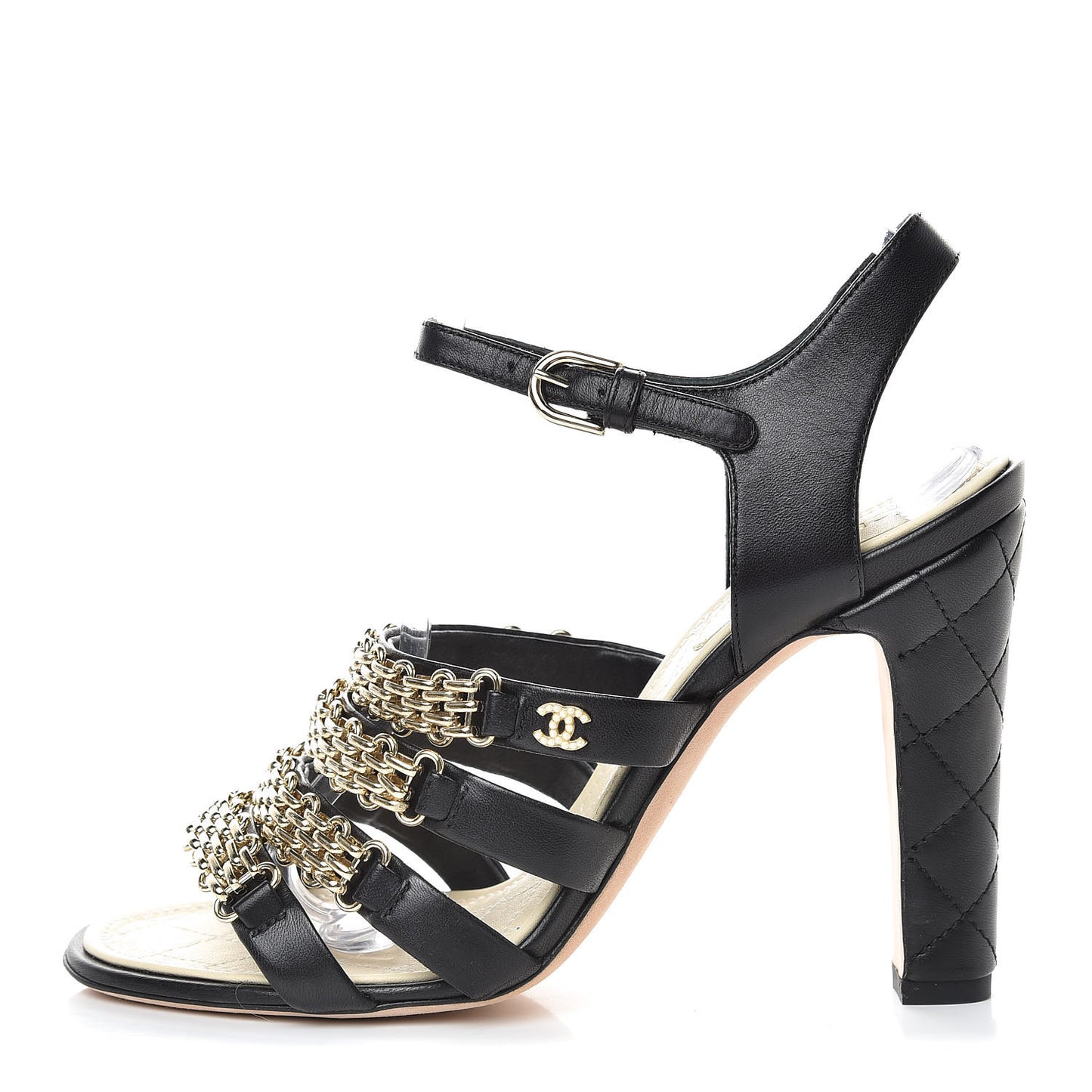 Lambskin Reissue Chain Sandals 38.5 Black