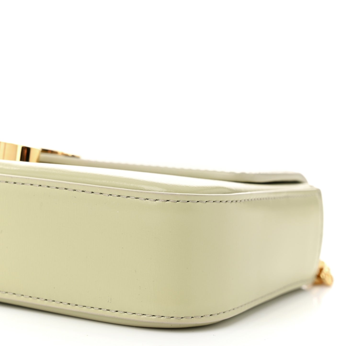 Shiny Calfskin Triomphe Chain Shoulder Bag Almond Green