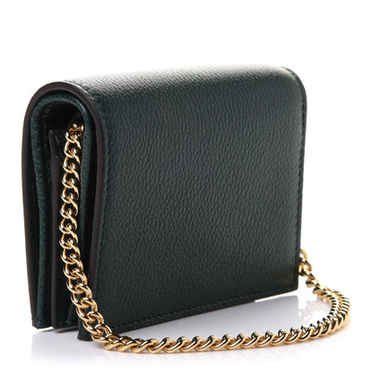 Gucci Grainy Calfskin Zumi Chain Card Case Wallet Vintage Green 4 of 8