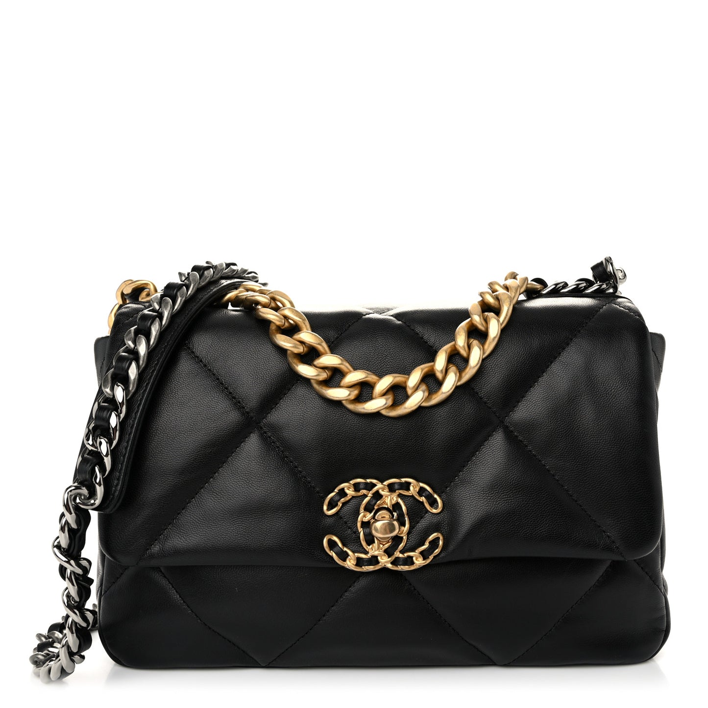 Lambskin Quilted Medium Chanel 19 Flap Black
