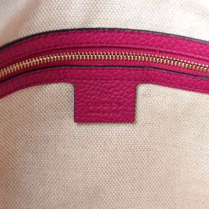 Gucci Pebbled Calfskin Small Soho Top Handle Bag Bright Bougainvillea 10 of 12