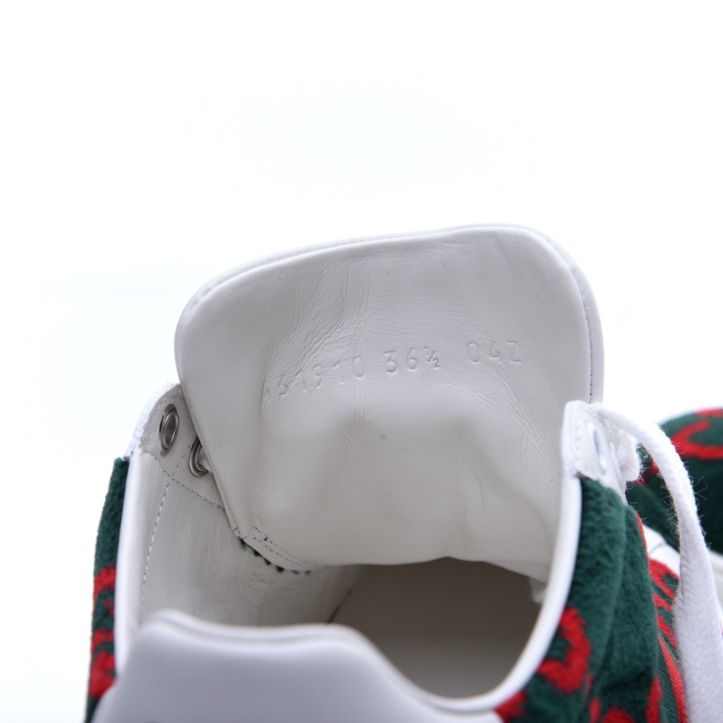 Terry Cloth GG Monogram Web Womens Ace Sneakers 36.5 Green Red