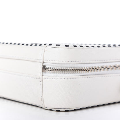 Chanel Caviar Quilted Striped Small CC Filigree Vanity Case White Black 7 of 10