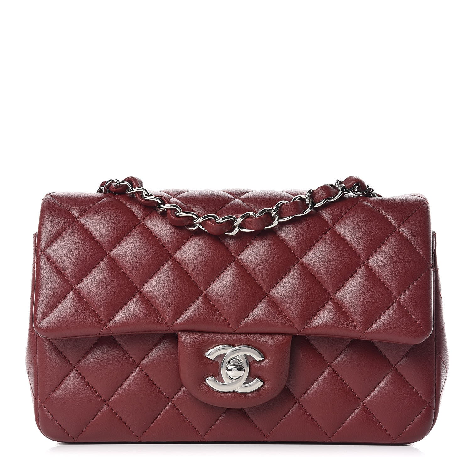 Chanel Lambskin Quilted Mini Rectangular Flap Burgundy 1 of 9