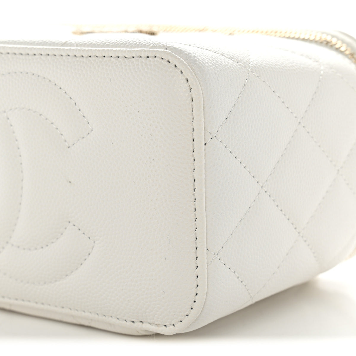 Chanel Caviar Quilted Crystal Hearts Small Vanity Case With Chain White 10 of 11