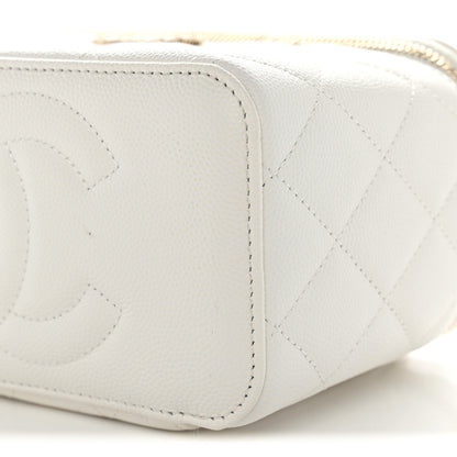 Chanel Caviar Quilted Crystal Hearts Small Vanity Case With Chain White 10 of 11