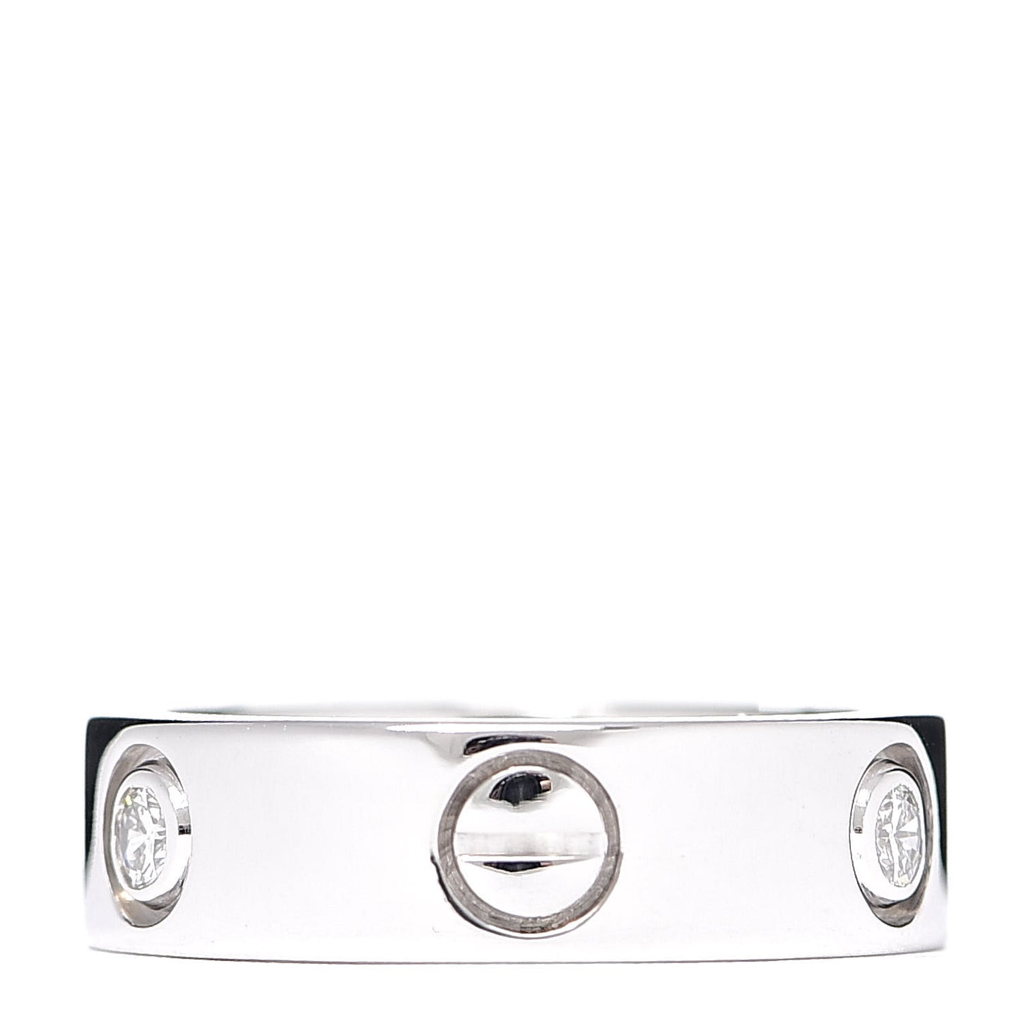 18K White Gold 3 Diamond 5.5mm LOVE Ring 50 5.25