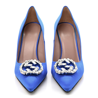 Gucci Satin Sparkling GG Pumps 38 Deep Zaffiro 3 of 12