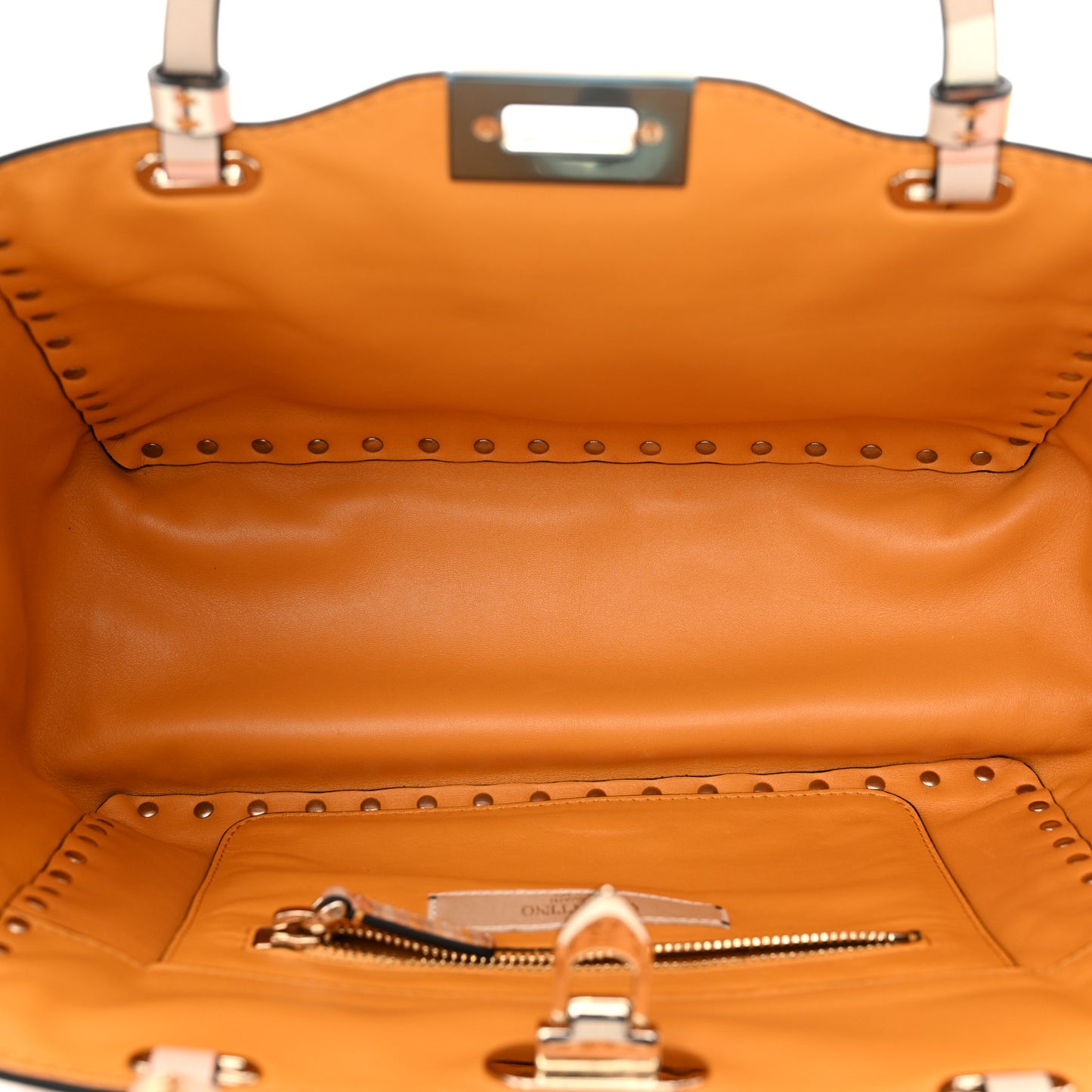 Vitello Native Couture 1975 Small Rockstud Tote Mandarin Sorbet