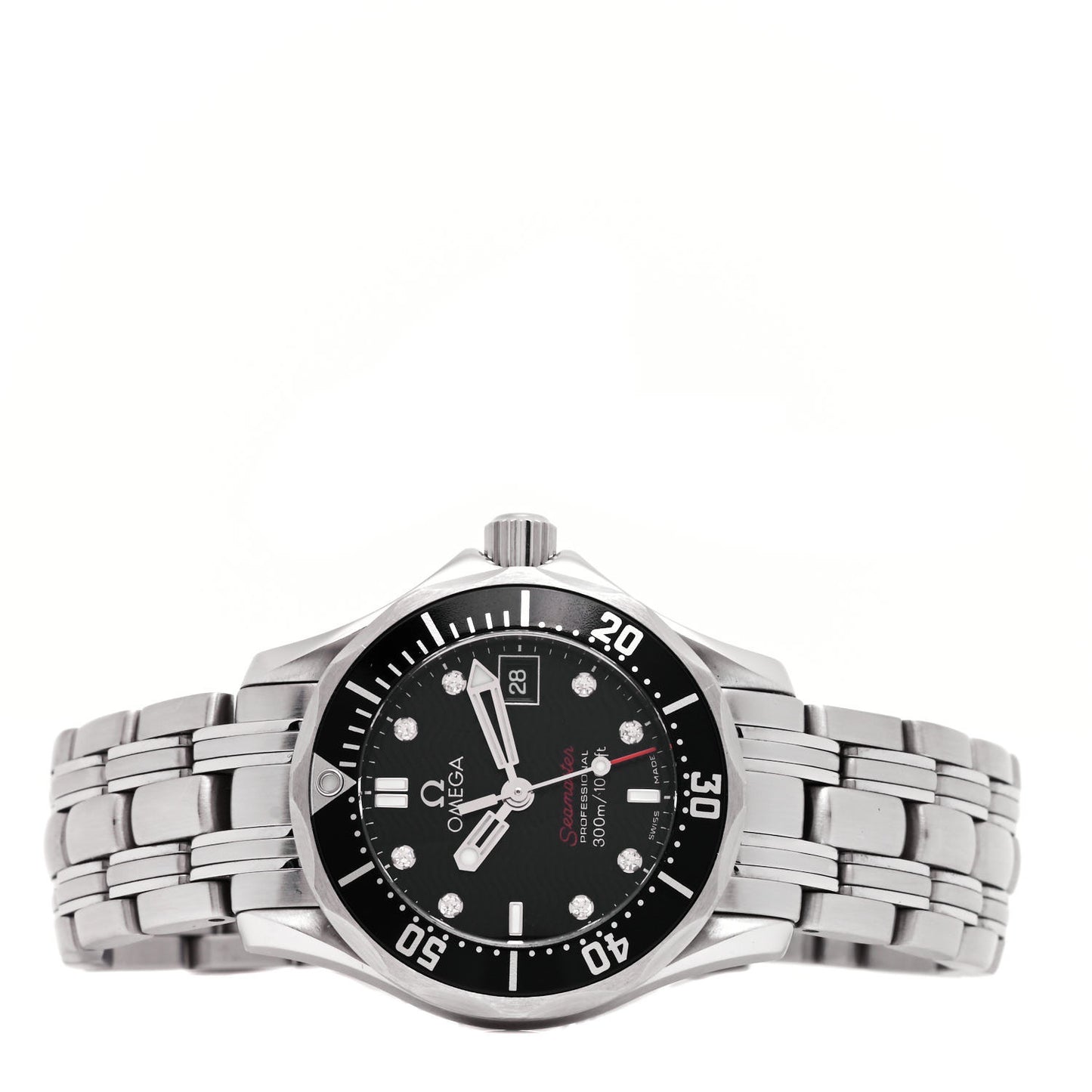 Stainless Steel Diamond 28mm Seamaster Diver 300M Quartz Watch Black 212.30.28.61.51.001