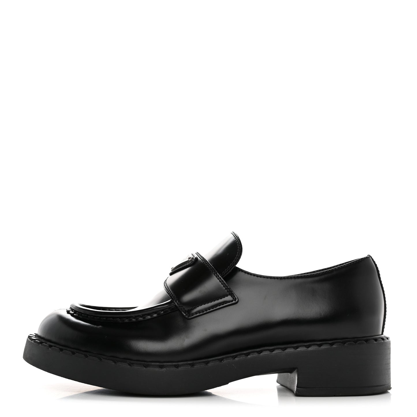 Spazzolato Metal Triangle Logo 50mm Loafers 41 Black