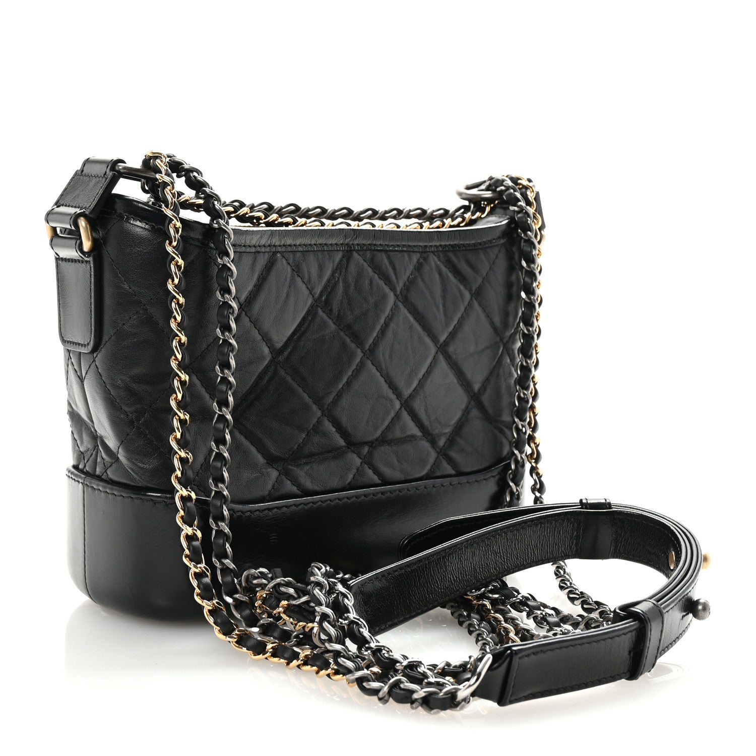 Chanel Aged Calfskin Quilted Small Gabrielle Hobo Black 3 of 10