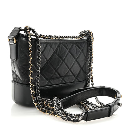 Chanel Aged Calfskin Quilted Small Gabrielle Hobo Black 3 of 10