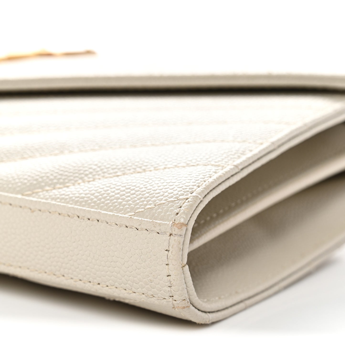 Grain De Poudre Matelasse Chevron Monogram Chain Wallet Crema Soft