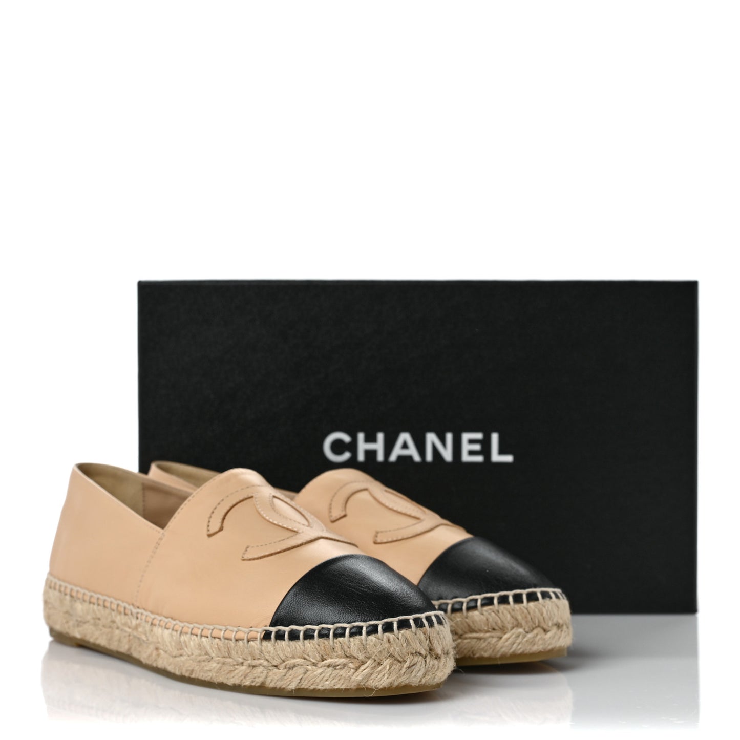 Lambskin CC Espadrilles 38 Beige Black