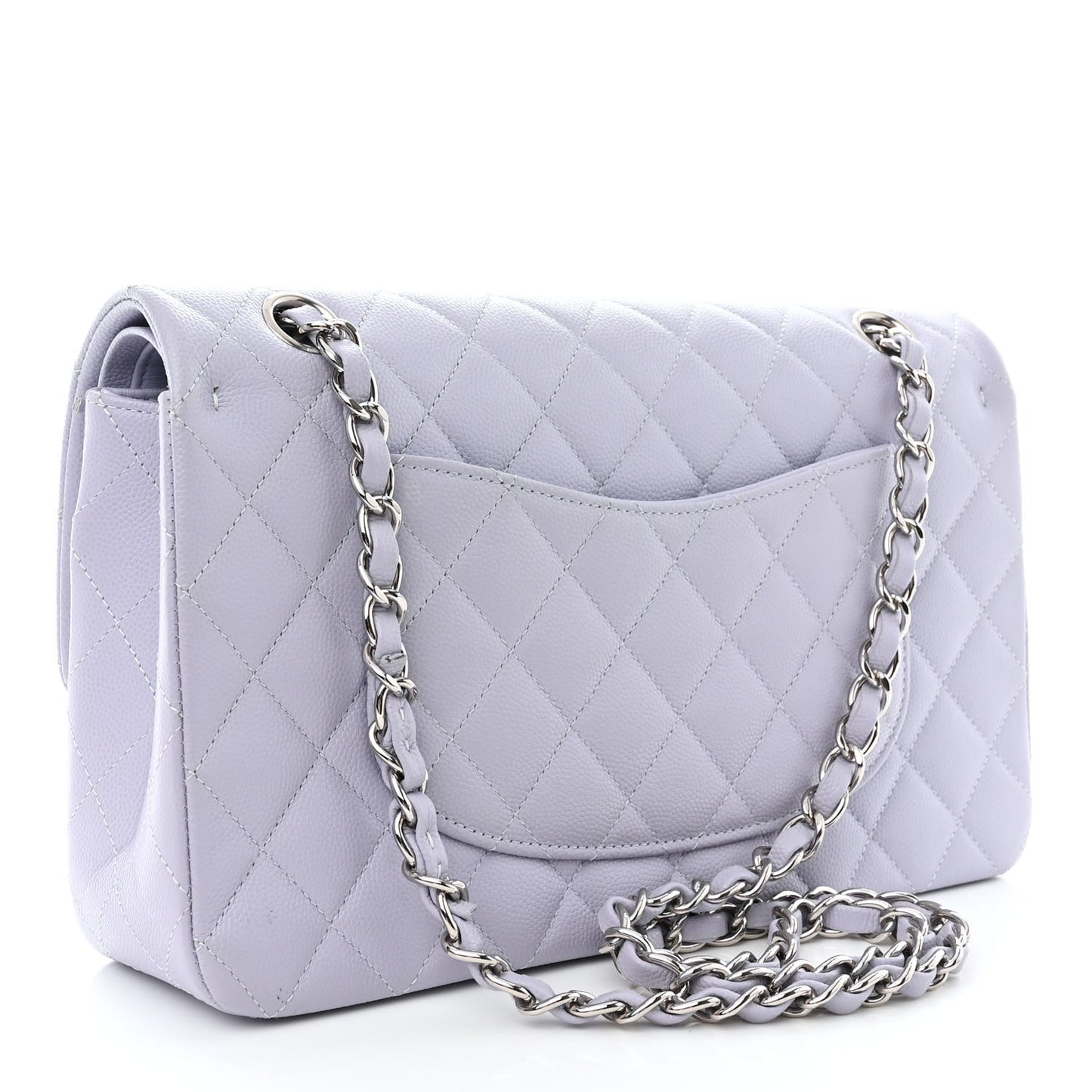 Caviar Quilted Medium Double Flap Light Purple
