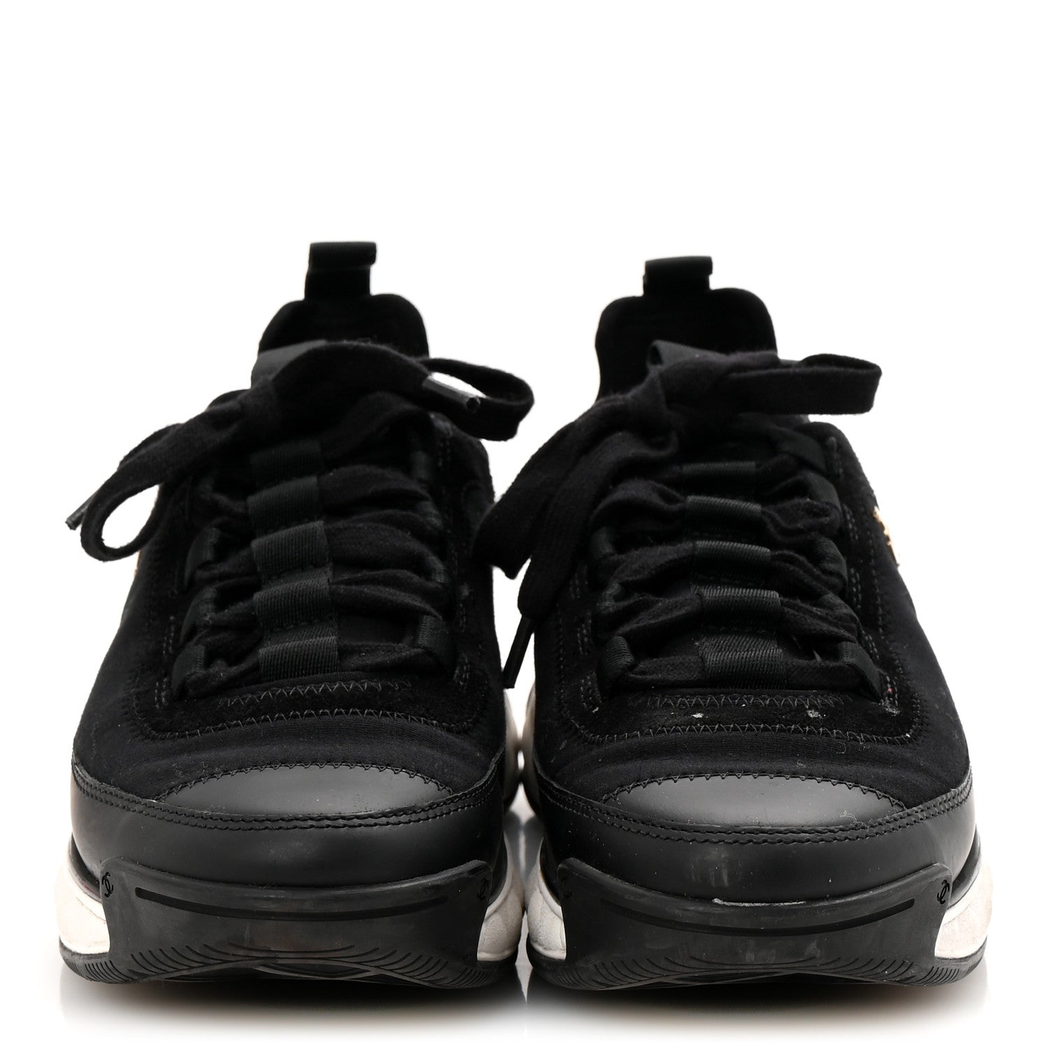 Chanel Velvet Calfskin Mixed Fibers CC Sneakers 36 Black 3 of 12